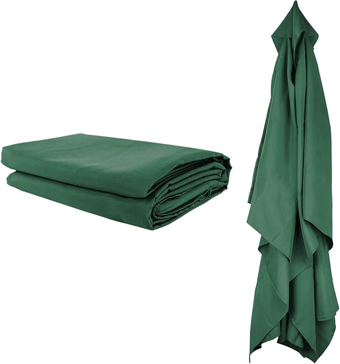 Rectangular Umbrella Canopy Replacement 6 Ribs, Fade Resistant Replacement Umbrella Canopy, Heavy Duty Polyester Fabric Outdoor Shade Canopy Cover for Market Table Cantilever Parasol Top Cover(Green)