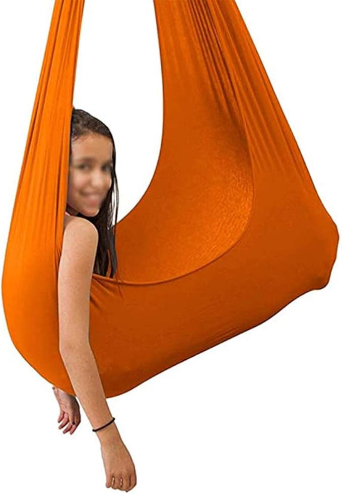 Portable Swing Indoor Kids Therapy Swing for Children Cuddle Hammock Autism ADHD ADD Sensory Integration Up to 440lbs (Color : Orange, Size : 100 x 280 cm)