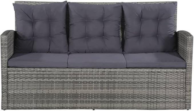 Patio Lounge Set with Cushions,Outdoor Patio Furniture,Outdoor Chat Conversation Set,Garden Furniture Sets,for Patio,Backyard,Garden,Outdoor,6 Piece Poly Rattan Gray