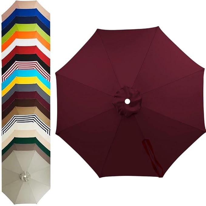 11ft – 8 Ribs Patio Umbrella Replacement Canopy,Waterproof UV-Resistant Outdoor Round Umbrella Top Cover for Outdoor Garden Deck Backyard