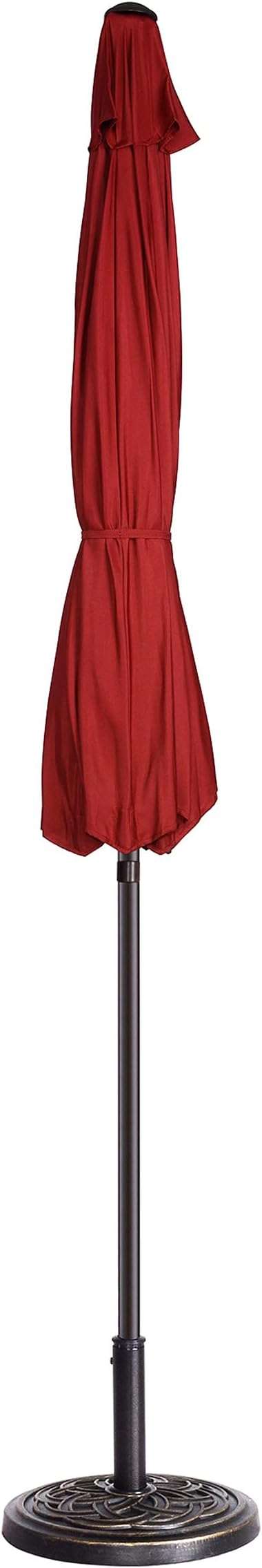 Pure Garden 9' Outdoor Patio Umbrella with 8 Ribs, Aluminum Pole and Push Button Tilt, Fade Resistant Market Umbrella (Red)