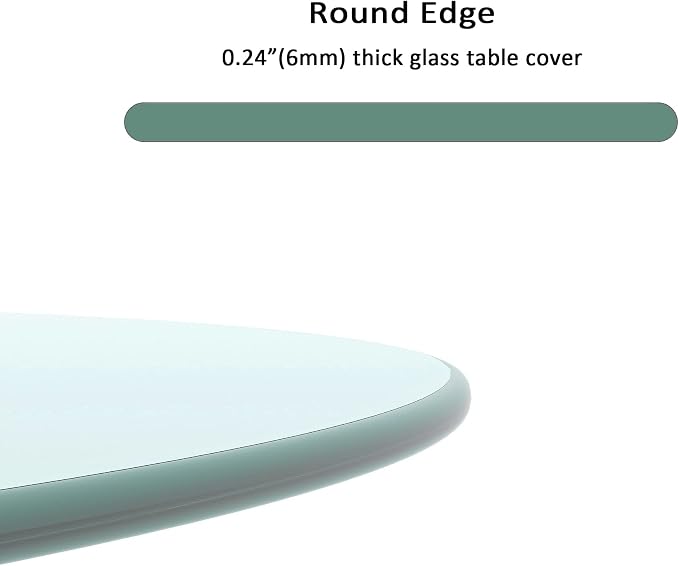 Meihua Glass Table Top, 24 Inch Round 1/4" Thick Round Polished Edge, Clear Tempered Glass Surface Protector, Multipurpose for Dining Table, Patio, Coffee and End Table