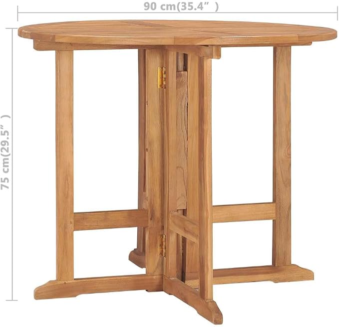 Solid Teak Wood Folding Dining Table for Outdoor Patio Garden Furniture with Space for 4 People and Easy Storage Design