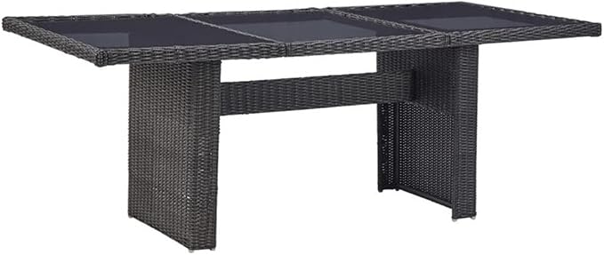 BOWERY HILL Outdoor Patio Dining Set, Black PE Rattan, 7-Piece, Includes Rectangular Table, 6 Chairs with Removable Cushion Covers, Powder-Coated Steel Frame, Seats 6, Modern Style for Garden or