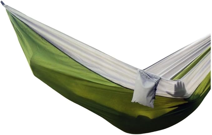 Polyester Hammock with Small Storage Bag Portable Tree Hanging Type Load-Bearing Outdoor Camping Hammock(Green-Gray)