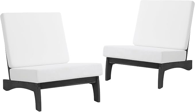 Pia Ricoo Patio Chairs Set of 2, Heavy Duty Wood Patio Furniture Set with Thick Cushions, Bistro Set All-Weather Outdoor Chairs for Balcony, Deck, Poolside, Porch - Beige/Dark