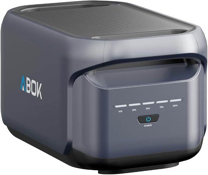 ABOK Ark1800E/X1 Extra Battery for Ark1800, 1024Wh LiFePO4, 1800W AC Output, 140W USB-C, UPS, Solar Generator Max 1000W Solar Input, Expandable to 5120Wh, 12 Ports for Backup, Camping, RV