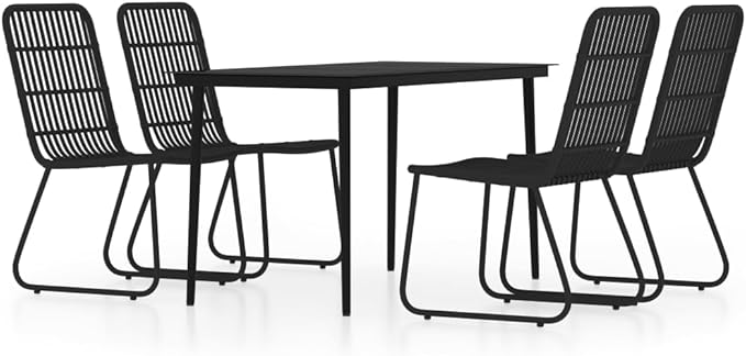 Backyard Furniture Patio Conversation Sets Outdoor Seating 5 Piece Patio Dining Set Black Suitable for Swimming Pool, Courtyard, Garden