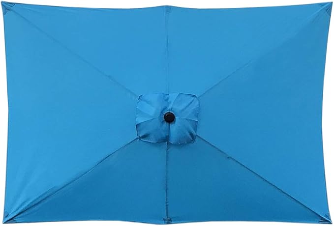 Abble Patio Umbrella, 10 Ft x 6.5 Ft, Aqua Color, Polyester Fabric, Crank Handle, Weather Resistant