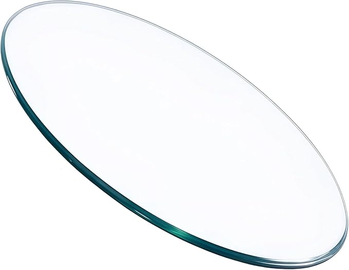 24" Round 3/8" Inch Thick Tempered Glass Table Top - Beveled Edge Clear