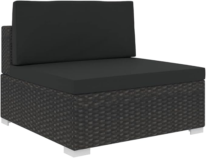 7 Piece Patio Lounge Set with Cushions,Couch Patio Conversation Sets Outdoor Furniture Combination Sofa for The Patio, Deck, Front Porch, Poolside or Balcony Poly Rattan Black