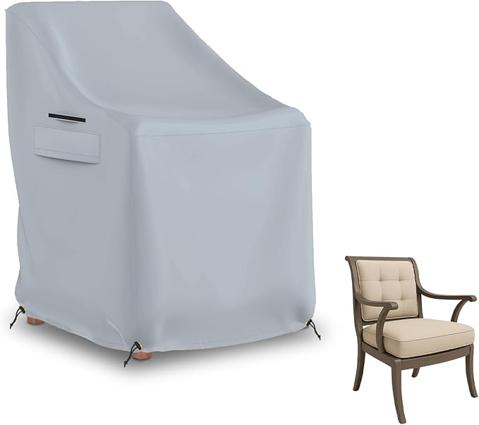 Seal Skin Covers Patio Chair Cover for Outdoor Furniture, Waterproof Heavy Duty Fabric, Large Lawn Chair Cover with Drawstring, Push Clips, Air Vent (Gray, 29"W x 30"D x 36"H x 21"FH)