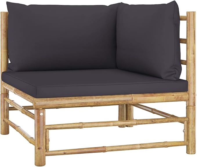 Patio Furniture Sets,Outdoor loveseat,Patio Conversation Sets,5 Piece Patio Lounge Set with Dark Gray Cushions BambooSuitable for Patio, Garden, Gazebo Low