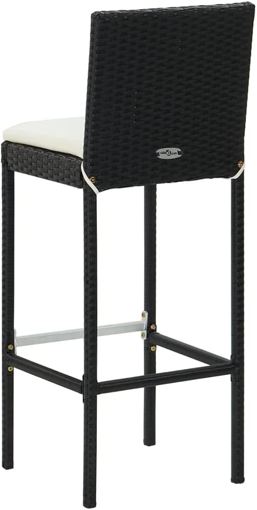 3 Piece Patio Bar Set with Cushions,Garden Table and Chairs Sets,Garden Conversation Sets, Outdoor Patio Furniture,for Patio,Backyard,Garden,Poly Rattan Black