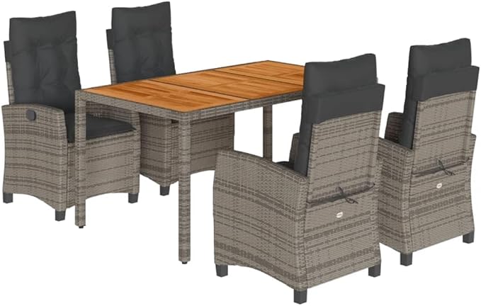 Outdoor Seating Furniture,Outdoor Conversation Sets,5 Piece Patio Dining Set with Cushions Gray Poly RattanSuitable for Patio, Garden, Gazebo Low