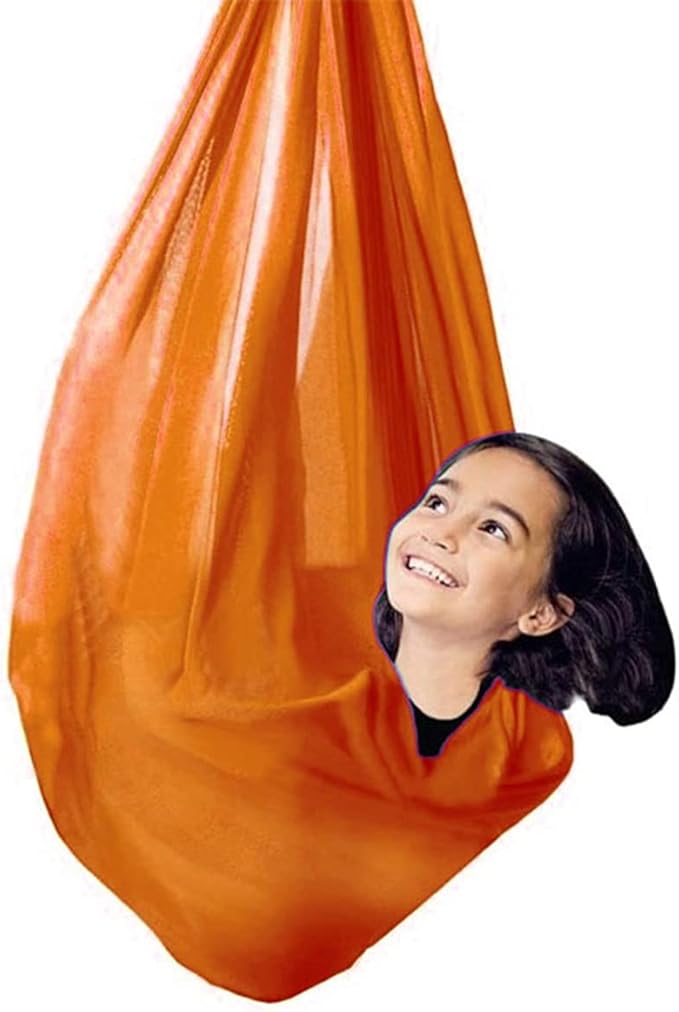 Sensory Swing for Adults Kids Indoor Outdoor Therapy Swing Calming Snuggle Hammock Durable Soft Strong Fabric Swing Great for Sensory Integration Stimulation (Color : Orange, Size : 1M x 2.8M)