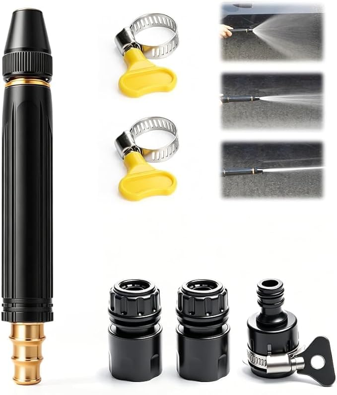 Home High-Pressure Car Wash Water Gun with Booster Nozzle and Hose, Adjustable Nozzle, High-Strength Aluminum Alloy Core for Watering Plants and Vegetables, and Car Washing (1PCS)