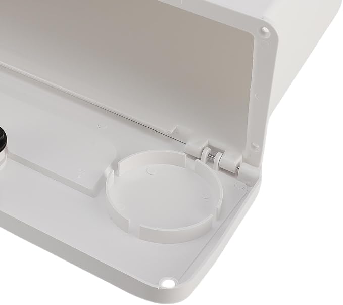 Marine Deck Storage Box – Lockable ABS Glove Compartment with Cup Holder for Boats & Yachts, Waterproof Boat Storage Box, White