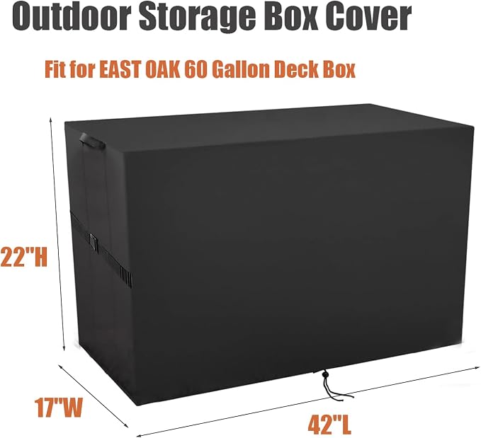 Deck Box Cover for EAST OAK 60 Gallon Outdoor Storage Box, Waterproof Resin Storage Bin Cover Deck Box Covers - 42"L x 17"W x 22"H