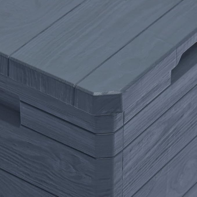 Storage Box Anthracite Plastic (with wood effect) Compact Patio Storage Chest Deck Box for Garden Deck