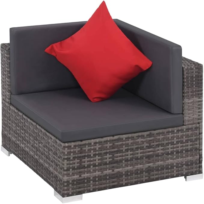8 Piece Patio Lounge Set with Cushions, Outdoor Sofa Sets Front Porch Furniture Patio Conversation Set Porch Furniture Set for Negotiation Area Piazza Poolside Exhibition Poly Rattan Gray