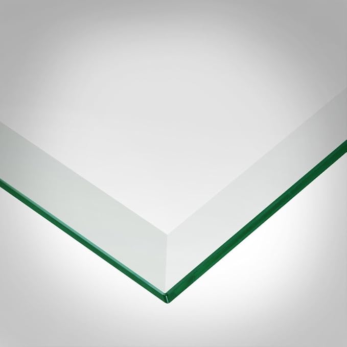 Dulles Glass 20 inch Square Glass Table Top - Tempered - 1/2" Thick Glass Surface, Safe Beveled Edge, Eased Corners, Multipurpose for Dining Table, Patio, Coffee and End Table