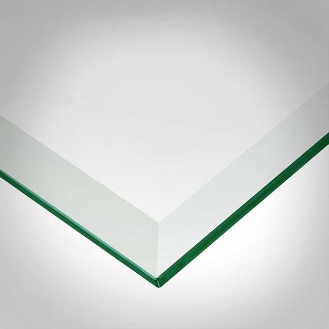 Dulles Glass 12 inch Square Glass Table Top - Tempered - 1/2" Thick Glass Surface, Safe Beveled Edge, Eased Corners, Multipurpose for Dining Table, Patio, Coffee and End Table