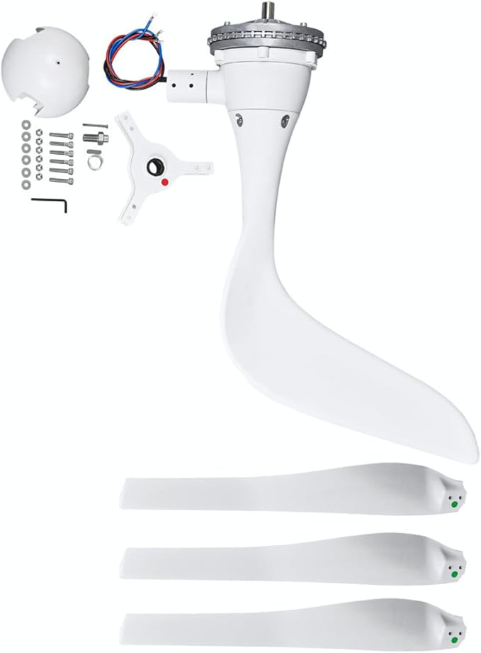 Automaxx Windmill 1500W 48V 60A Wind Turbine Generator kit. Includes MPPT Controller with App Control, Automatic and Manual Braking Features, and Spare Blades Set. Simple DIY Installation