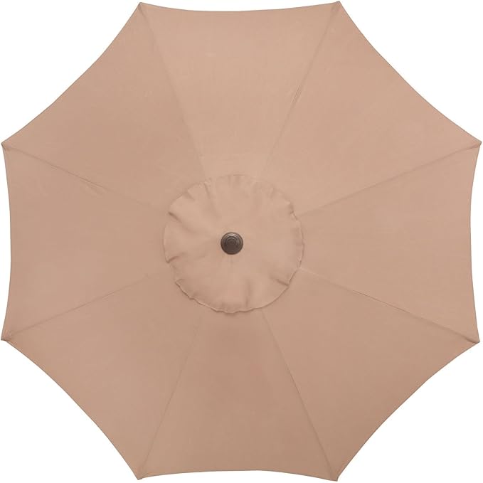 BrylaneHome Outdoor Tilt-And-Crank Umbrella With 8 Sturdy Steel Ribs Heavy Duty Fade-Resistant Tilting Shade Patio Garden Backyard Décor Pool Home