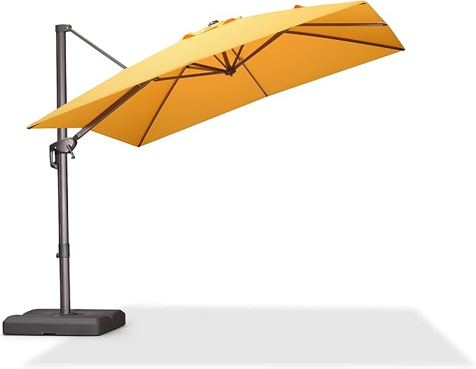 PURPLE LEAF 9' X 9' Patio Umbrella Antique Bronze Square Cantilever Umbrella Outdoor with 360° Rotation and Aluminum Offset Hanging for Pool Deck Garden Backyard, Yellow