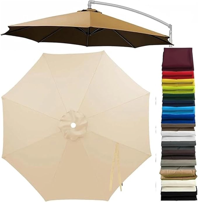 Patio Cantilever Umbrella Replacement Canopy Round 8ft/10ft 8Ribs,Replacement Parasol Canopy Cover with Fade Resistant for Market Table Backyard Garden