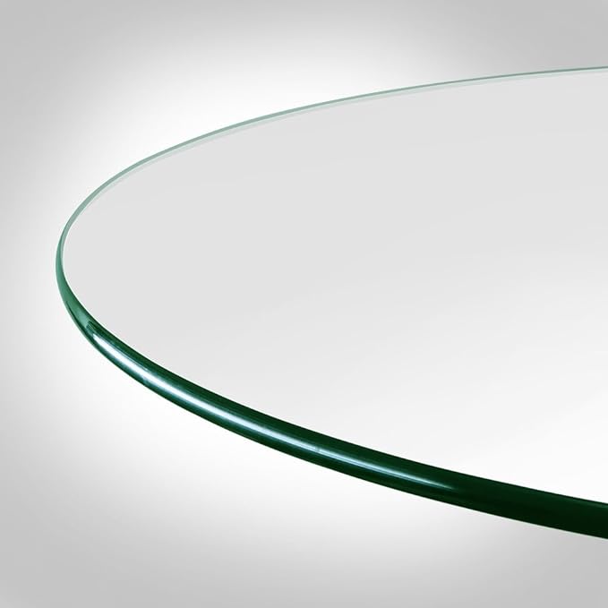 Dulles Glass 56 inch Round Glass Table Top - Tempered - 3/8" Thick Glass Surface, Safe Pencil Edge, Multipurpose for Dining Table, Patio, Coffee and End Table