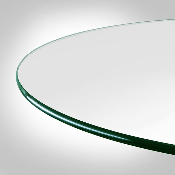 Dulles Glass 36 inch Round Glass Table Top - Tempered - 3/8" Thick Glass Surface, Safe Pencil Edge, Multipurpose for Dining Table, Patio, Coffee and End Table