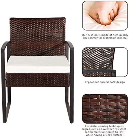Brown Outdoor Patio Conversation Set Outdoor Wicker Chairs Set of 3, 1 Coffee Table Patio Rattan Dining Chairs Porch Chairs,Outdoor Patio Chairs, Seating for Garden, Backyard, Balcony 62 x 58 x 41cm