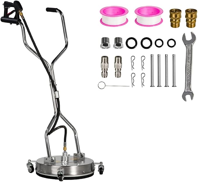 SCITOO 16.5" Pressure Washer Surface Cleaner 4000 PSI with 4 Wheels,3/8" Quick Connector and Washer Accessories for Concrete, Patio, Sidewalk, Deck and Driveways