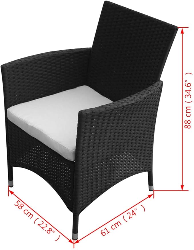 Patio Dining Set with Cushions,Patio Lounge Set,Outdoor Patio Furniture,Conversation Furniture,Patio Furniture Sets,for Terrace,Garden,Backyard,5 Piece Poly Rattan Black