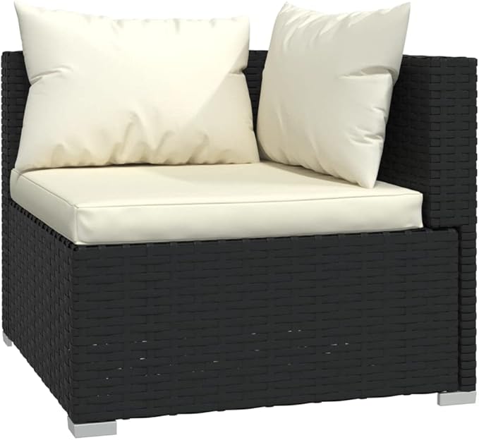 9 Piece Patio Lounge Set with CushionsOutdoor Dining Chairs,Patio Furniture Set,Outdoor Sectional Sofa,Patio Conversation Seat,Outdoor Seating,Modern Style,for Garden,Backyard, Poly Rattan Black