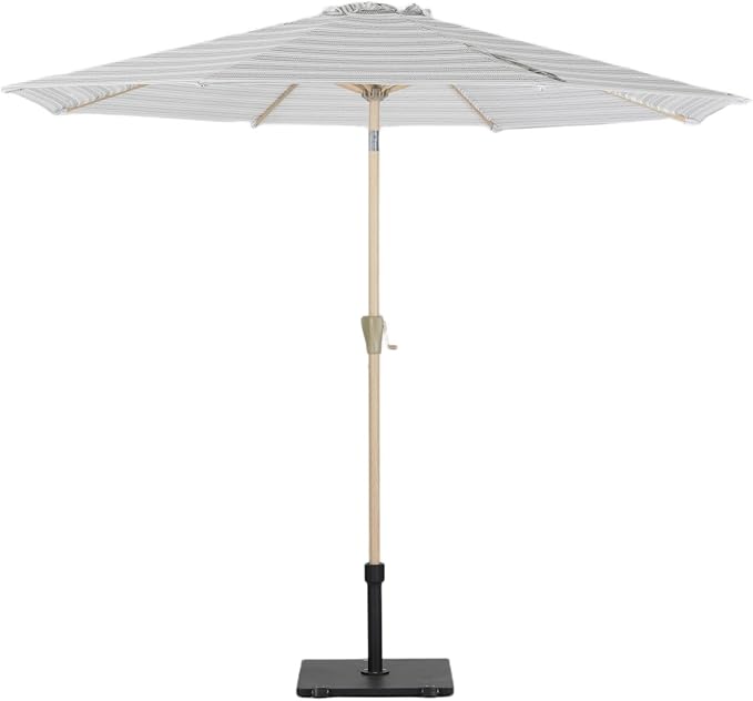 Tempera Striped Patio Umbrellas Outdoor Table Market Umbrellas with Crank & Pust Button Tilt|Auto-Tilt, 8 Steel Ribs, High Color-Fastness Canopy
