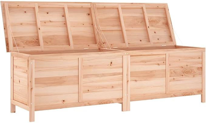 78" Large Outdoor Storage Box for Cushions & Toys Rustic Solid Fir Wood Deck Chest with Slatted Ventilation Garden Patio Porch Balcony Brown 78.1 x 78.1 x 22.2 in