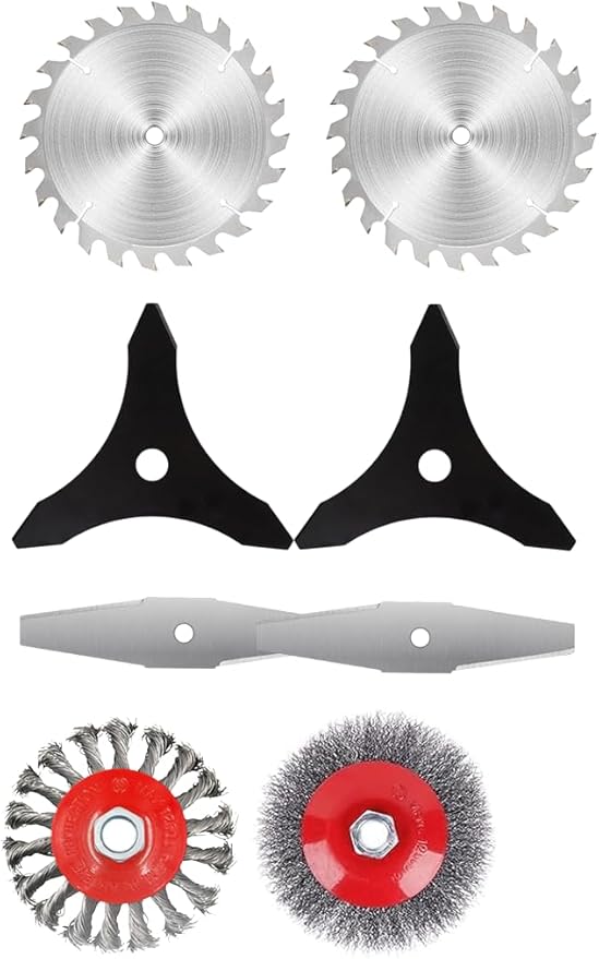 2 x 8 Inch 8" Round Saw Blade, 9" Metal Blades, 9" 3 Tooth Blade, 4" Weed Brush for MILBIS 8 Inch Weed Wacker
