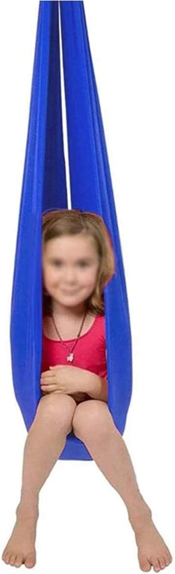 Children's Therapy Sensory Hug Swing Home Hammock for Child Autism ADHD Elastic Wrapped Stable Hanging Chair Up to 440lbs (Color : Blue, Size : 150 x 280 cm)