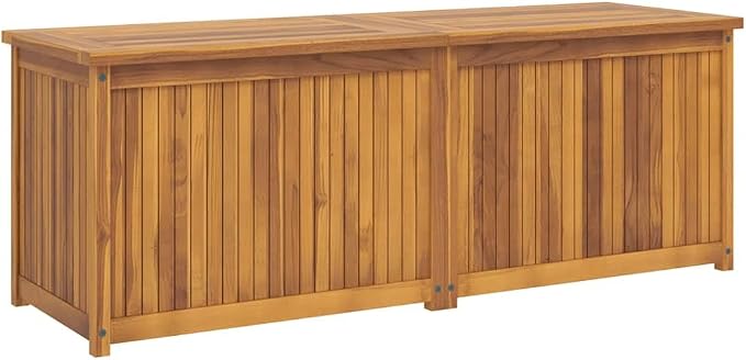 Outdoor Storage Box 59.1 inch Patio Deck Chest for Garden Tools and Cushions, Weather Resistant Solid Teak Wood Organizer with PE Liner