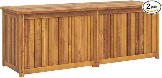 Solid Wood Teak Patio Box with Easy Open Lid, Spacious Storage for Garden Tools and Cushions, Includes PE Bag for Dry Organization, Ideal for Garden Shed Garage