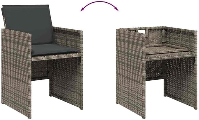 Afuera Living 17-Piece Poly Rattan Patio Dining Set, Gray and Brown Finish, Includes Acacia Wood Table and 16 Chairs, Weather-Resistant Cushions, Foldable Design, 16-Seater Outdoor Garden Furniture