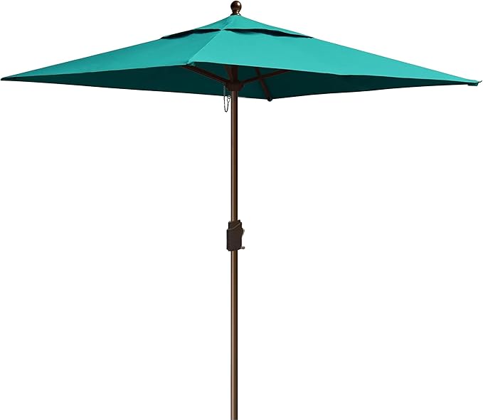 EliteShade USA 10-Year-Non-Fading 6x6Ft Square Market Patio Umbrella, UPF 50+ UV Protection Performance Sun Umbrella, Heavy Duty Commercial Grade Outdoor Table Umbrella with Crank, Windproof Vented Top for Garden, Pool, Deck and Outdoor Playsets, Teal