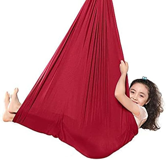 Kids Therapy Swing Indoor Outdoor Cuddle Hammock with Special Needs Snuggle Swing for Children with Autism ADHD Aspergers Sensory Integration (Color : Red, Size : 100 * 280CM/39 * 110in)