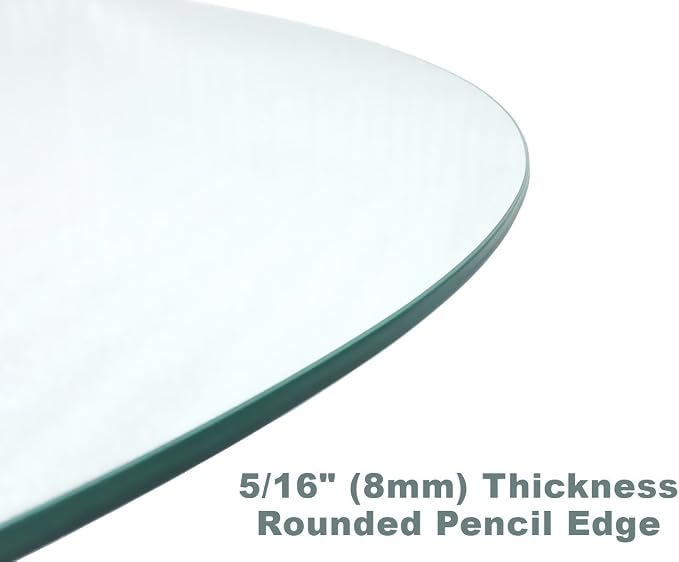 Tempered Glass Table Top with Rounded Edge (48" With 1 5/8 Center Hole)