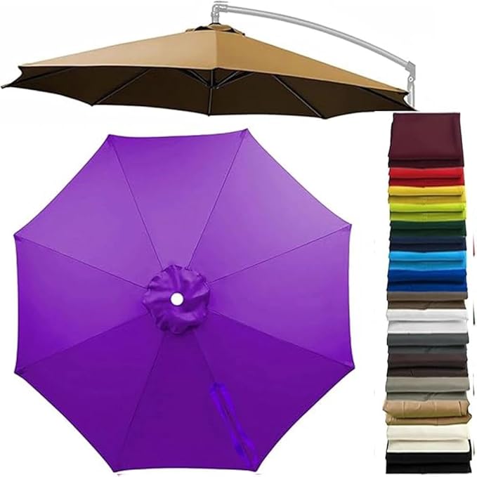 Patio Cantilever Umbrella Replacement Canopy Round 8ft/10ft 8Ribs,Replacement Parasol Canopy Cover with Fade Resistant for Market Table Backyard Garden