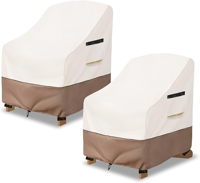 Adirondack Chair Covers Waterproof Heavy Duty Patio Furniture Covers, 32W x 35D x 36H Inches Outdoor Chair Cover 2 Pack (Beige)