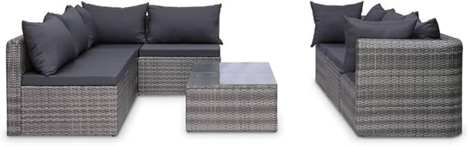 Patio Lounge Set with Cushions,Outdoor Tables and Chairs,Outdoor Furniture Sets,Patio Conversation Sets,for Garden,Deck,Backyard,8 Piece Poly Rattan Gray